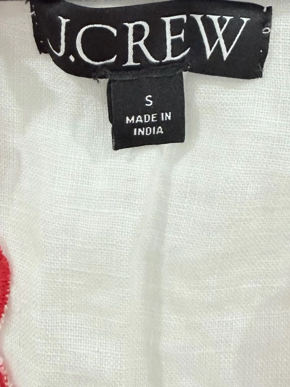 J.Crew Bungalow Embroidered Linen Top Small White Red Floral Scallop BR741